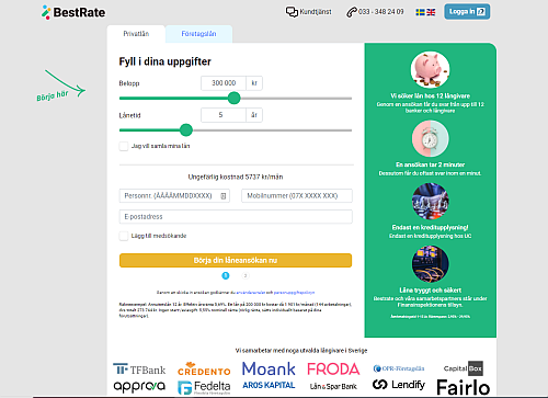 Bestrate privatlån och företagslån